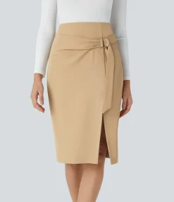 Maxi & Midi Skirts|Skirts<HALARA High Waisted Belted Pocket Midi Work Pencil Skirt