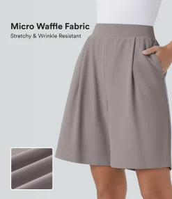 Shorts<HALARA High Waisted Body Sculpt Waist-Slimming Pocket Micro Waffle Work Shorts
