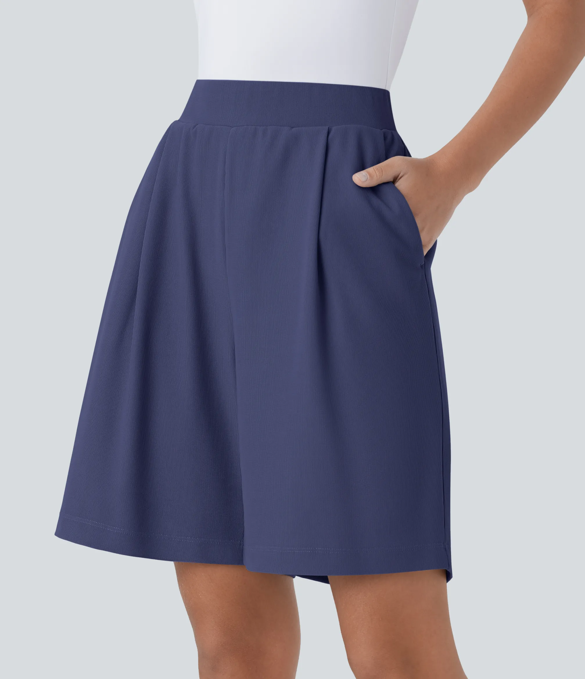 Shorts<HALARA High Waisted Body Sculpt Waist-Slimming Pocket Micro Waffle Work Shorts