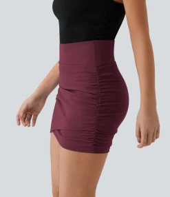 Mini Skirts|Casual Skirts<HALARA High Waisted Bodycon Pocket 2-in-1 Mini Ruched Casual Skirt