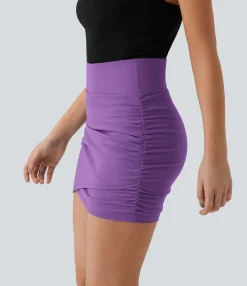 Mini Skirts|Casual Skirts<HALARA High Waisted Bodycon Pocket 2-in-1 Mini Ruched Casual Skirt