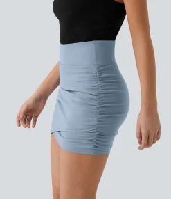Mini Skirts|Casual Skirts<HALARA High Waisted Bodycon Pocket 2-in-1 Mini Ruched Casual Skirt