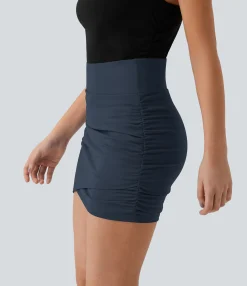 Mini Skirts|Casual Skirts<HALARA High Waisted Bodycon Pocket 2-in-1 Mini Ruched Casual Skirt