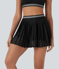 Mini Skirts|Pleated Skirts<HALARA High Waisted Color Block 2-in-1 Pocket Cut Out Pleated Cool Touch Quick Dry Mini Tennis Skirt
