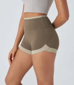 Active Shorts|Bikers<HALARA High Waisted Color Block Yoga Biker Shorts Tiger's Eye