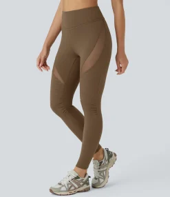 Casual Wear Leggings|Leggings<HALARA High Waisted Contrast Mesh Top-stitching 7/8 Casual Moto Leggings