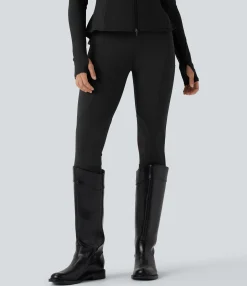 High-Waisted Pants|Skinny Pants<HALARA High Waisted Contrast Suede Skinny Pants with Pockets