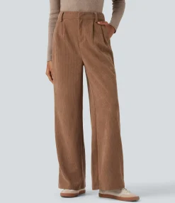 Pants|High-Waisted Pants<HALARA High Waisted Corduroy Casual Baggy Pants with Pockets