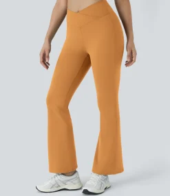 Crossover Leggings|Flare Leggings<HALARA High Waisted Crossover Flare Yoga Leggings