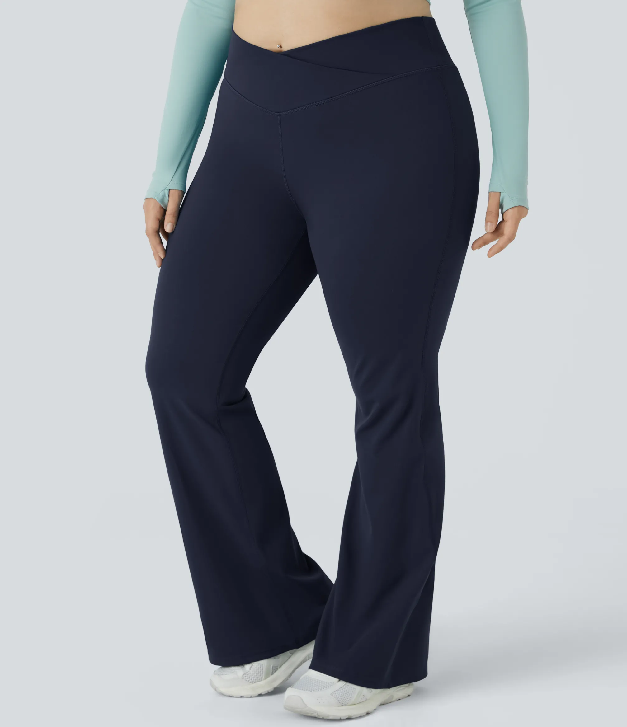 Crossover Leggings|Yoga Leggings<HALARA High Waisted Crossover Full Length Flare Plus Size Leggings
