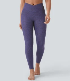 Pocket Leggings|Crossover Leggings<HALARA High Waisted Crossover Pocket Leopard Print 7/8 Yoga Leggings