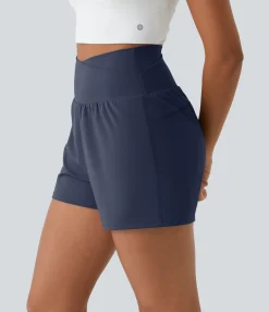 Active Shorts|Crossover Shorts<HALARA High Waisted Crossover Pocket 2-in-1 Casual Shorts