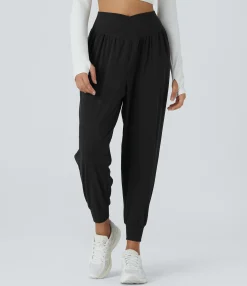 Joggers|Joggers<HALARA High Waisted Crossover Pocket Waffle Yoga Joggers