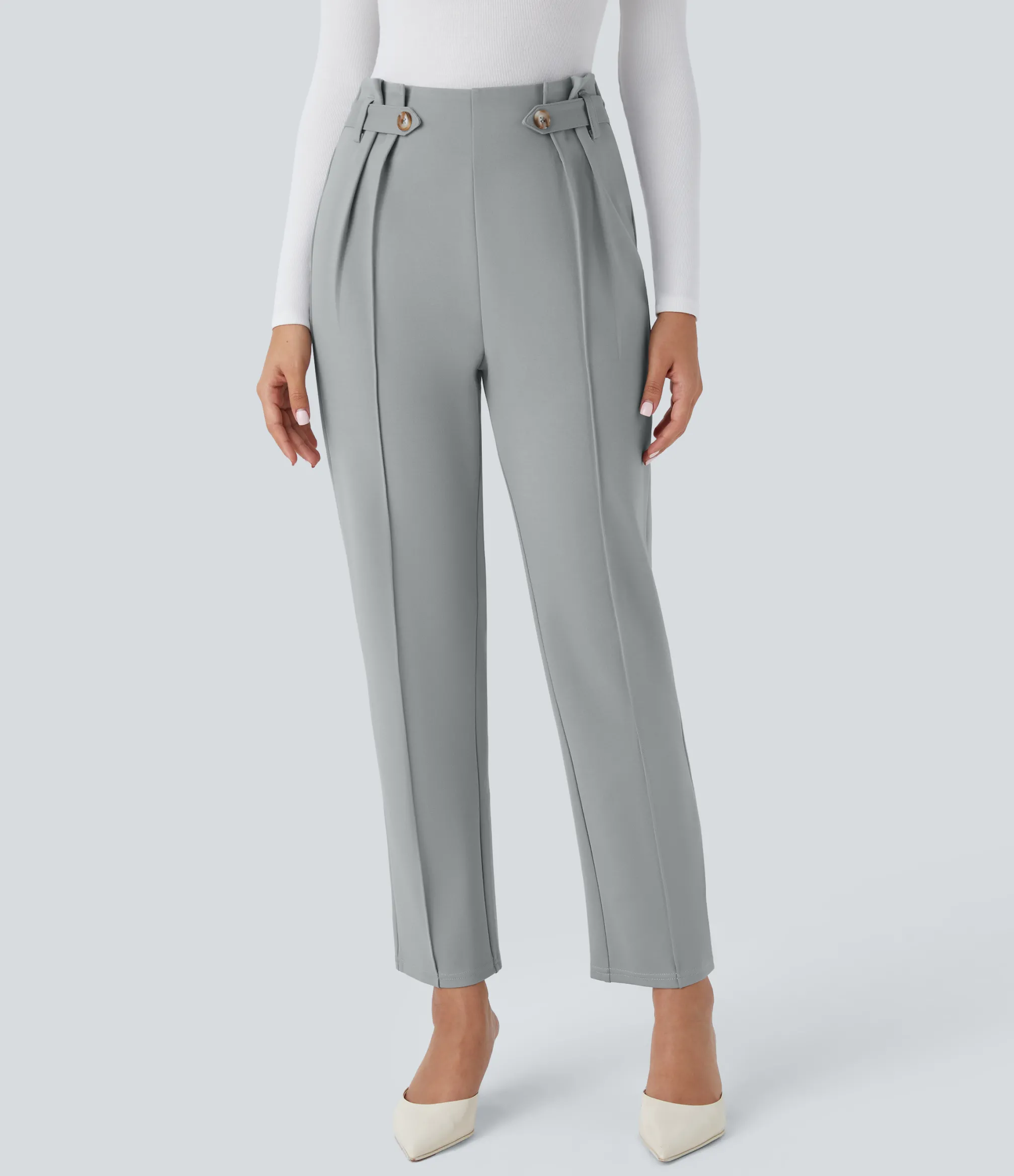 Pants|High-Waisted Pants<HALARA High Waisted Decorative Ankle Length Work Tapered Pants