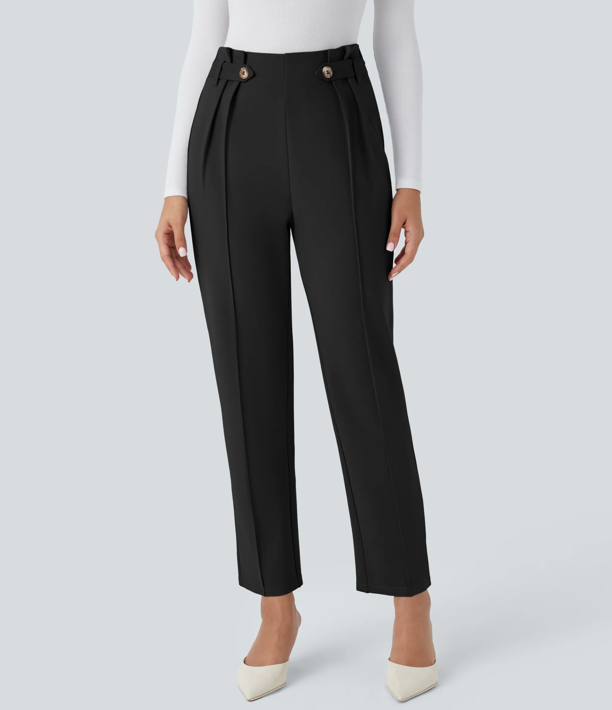 Pants|High-Waisted Pants<HALARA High Waisted Decorative Ankle Length Work Tapered Pants