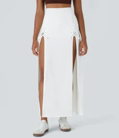 Maxi & Midi Skirts|Casual Skirts<HALARA High Waisted Decorative Buckle 2-in-1 Maxi Casual Skirt