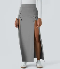 Maxi & Midi Skirts|Casual Skirts<HALARA High Waisted Decorative Buckle 2-in-1 Maxi Casual Skirt