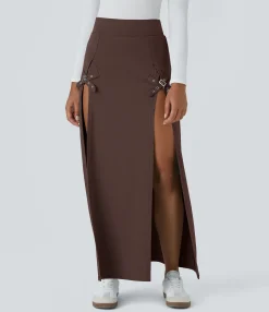 Maxi & Midi Skirts|Casual Skirts<HALARA High Waisted Decorative Buckle 2-in-1 Maxi Casual Skirt