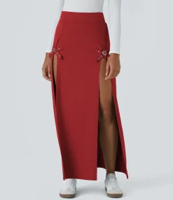 Maxi & Midi Skirts|Casual Skirts<HALARA High Waisted Decorative Buckle 2-in-1 Maxi Casual Skirt