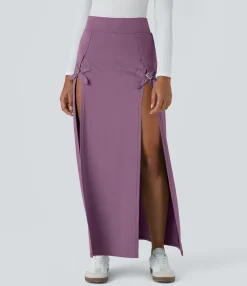 Maxi & Midi Skirts|Casual Skirts<HALARA High Waisted Decorative Buckle 2-in-1 Maxi Casual Skirt