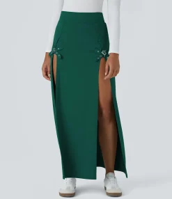 Maxi & Midi Skirts|Casual Skirts<HALARA High Waisted Decorative Buckle 2-in-1 Maxi Casual Skirt