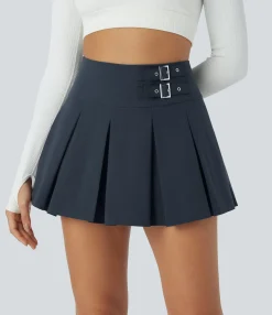 Mini Skirts|Pleated Skirts<HALARA High Waisted Decorative Buckle 2-in-1 Pocket Pleated A Line Mini Dance Skirt