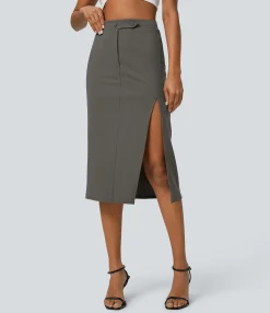 Maxi & Midi Skirts|Skirts<HALARA High Waisted Decorative Midi Work Skirt
