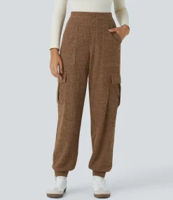 Cargo Pants|Joggers<HALARA High Waisted Decorative Pockets Knit Waffle Casual Cargo Joggers
