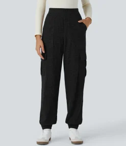Cargo Pants|Joggers<HALARA High Waisted Decorative Pockets Knit Waffle Casual Cargo Joggers