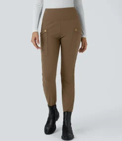 High-Waisted Pants|Skinny Pants<HALARA High Waisted Decorative Pocket Skinny Ankle Length Casual Pants
