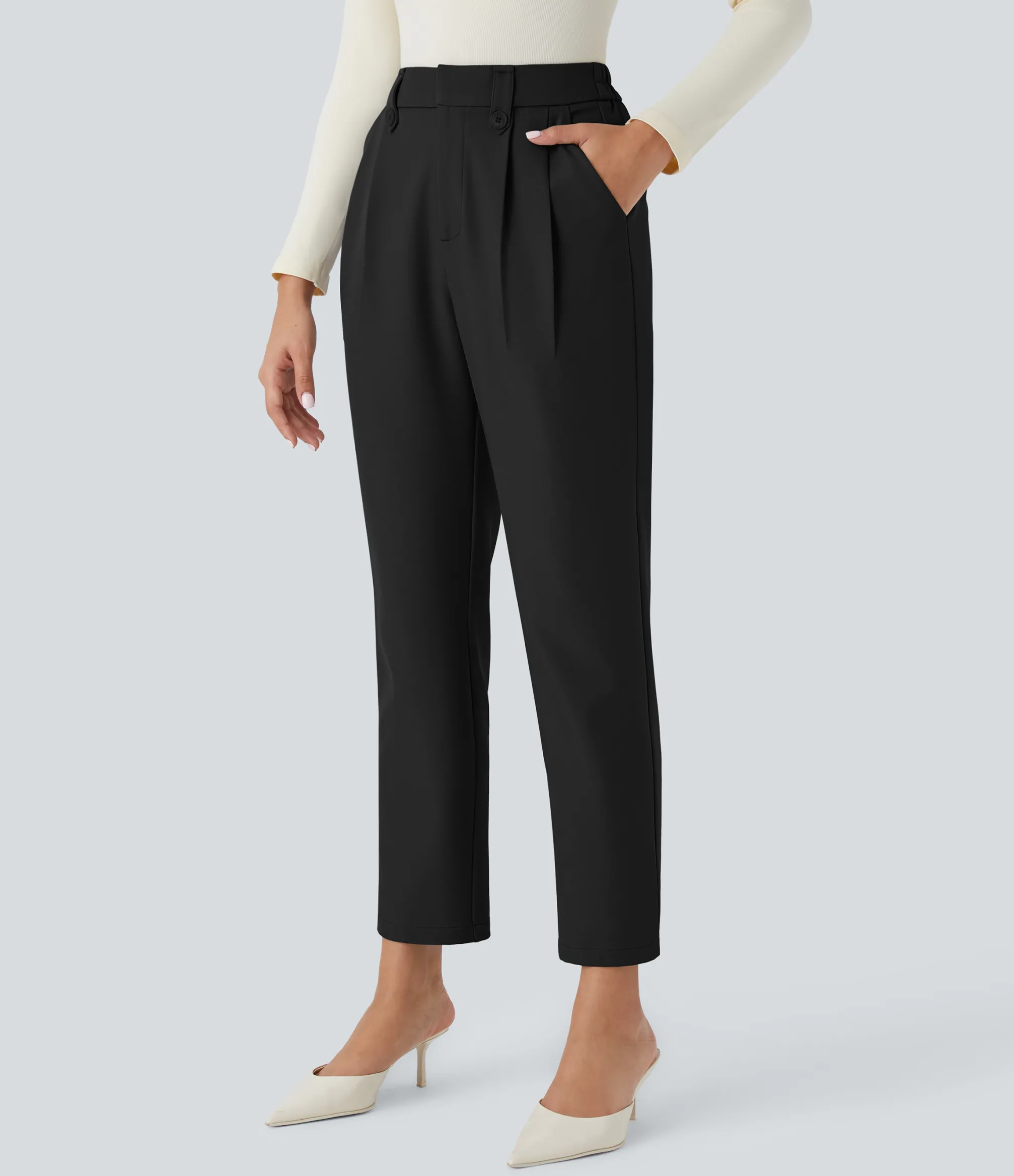 High-Waisted Pants|Pants<HALARA High Waisted Decorative Pocket Work Tapered Pants
