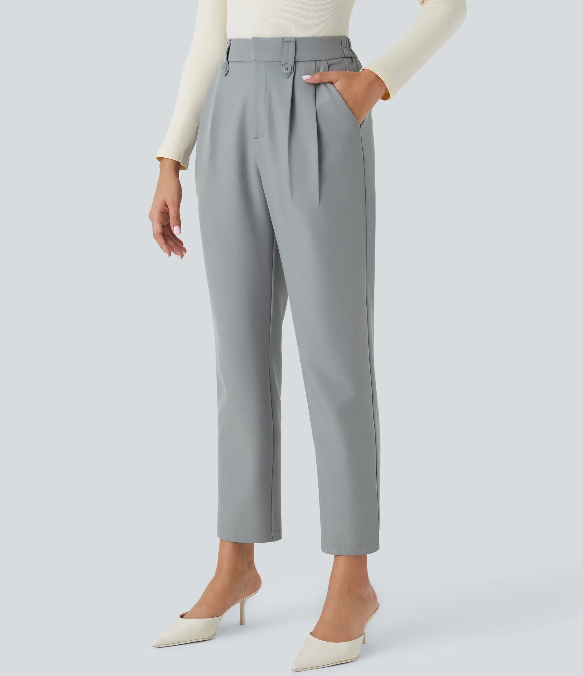 High-Waisted Pants|Pants<HALARA High Waisted Decorative Pocket Work Tapered Pants