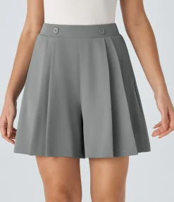 Shorts<HALARA High Waisted Decorative Pocket Pleated Work Shorts
