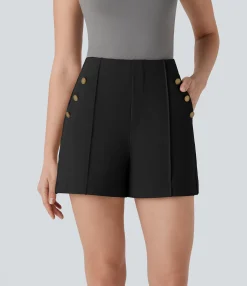 Shorts<HALARA High Waisted Decorative Pocket Work Shorts