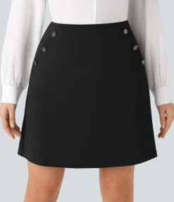 Mini Skirts<HALARA High Waisted Decorative Pockets 2-in-1 Mini A Line Work Skirt