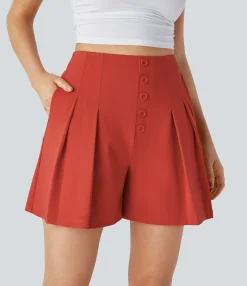Shorts<HALARA High Waisted Decorative Pocket Pleated Casual Shorts