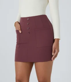 Mini Skirts|Casual Skirts<HALARA High Waisted Decorative Pocket 2-in-1 Mini Casual Skirt