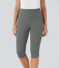 Pants|High-Waisted Pants<HALARA High Waisted Decorative Pocket Crossover Hem Skinny Casual Pedal Pusher Pants
