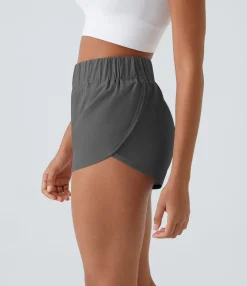 Active Shorts|Shorts<HALARA High Waisted Dolphin Hem Casual Shorts 2"