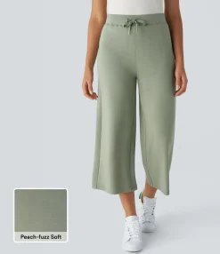 Pants|High-Waisted Pants<HALARA High Waisted Drawstring Capri Work Wide Leg Pants