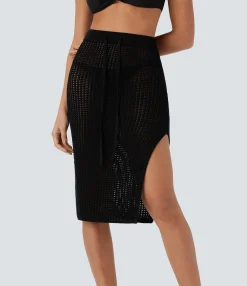 Maxi & Midi Skirts<HALARA High Waisted Drawstring Cut Out Midi Skirt