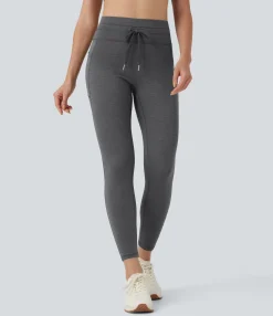 Pocket Leggings|Leggings<HALARA High Waisted Drawstring Heathered 7/8 Yoga Leggings with Pockets