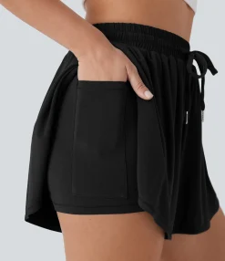 Shorts<HALARA High Waisted Drawstring 2-in-1 Casual Shorts with Pocket