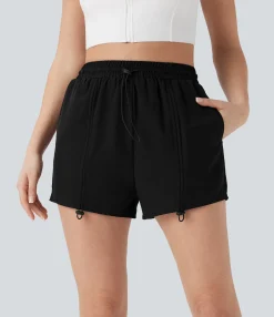 Active Shorts<HALARA High Waisted Drawstring 2-in-1 Yoga Shorts with Pockets