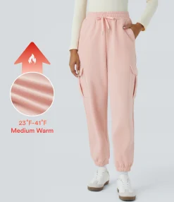 Pants|Joggers<HALARA High Waisted Drawstring Pockets Fleece Casual Pants