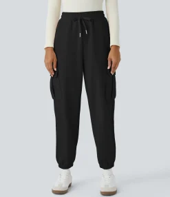 Pants|Joggers<HALARA High Waisted Drawstring Pockets Fleece Casual Pants