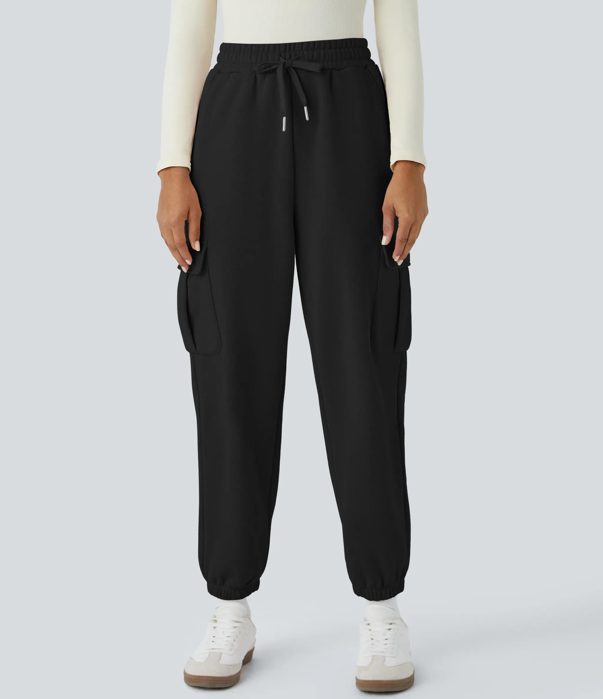 Pants|Joggers<HALARA High Waisted Drawstring Pockets Fleece Casual Pants