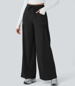High-Waisted Pants|Wide-Leg Pants<HALARA High Waisted Drawstring Pockets Wide Leg Yoga Pants