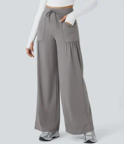 High-Waisted Pants|Wide-Leg Pants<HALARA High Waisted Drawstring Pockets Wide Leg Yoga Pants