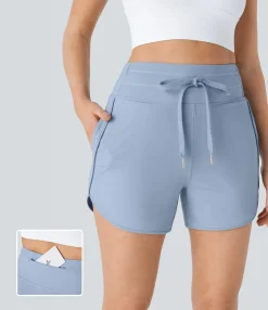 Active Shorts|Shorts<HALARA High Waisted Drawstring Pockets Curved Hem Yoga Shorts
